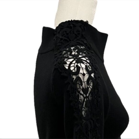 Anthropologie Knitted & Knotted Crochet Trim Mock Neck Sweater - Picture 7 of 12